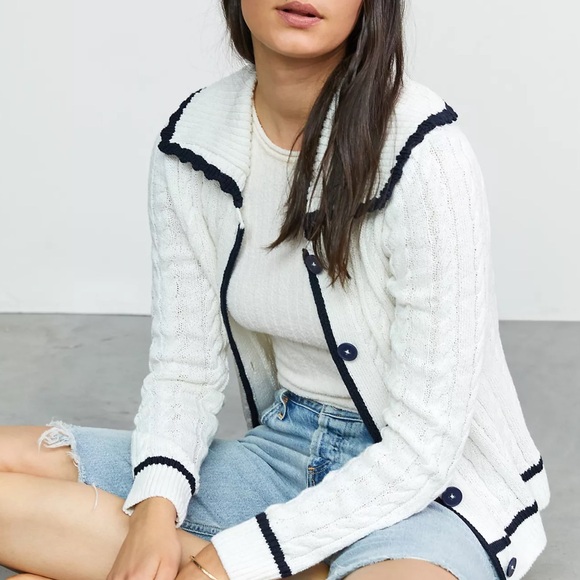 NWT Anthropologie Maeve Lighthouse Cardigan Ivory Size XL - Picture 2 of 4